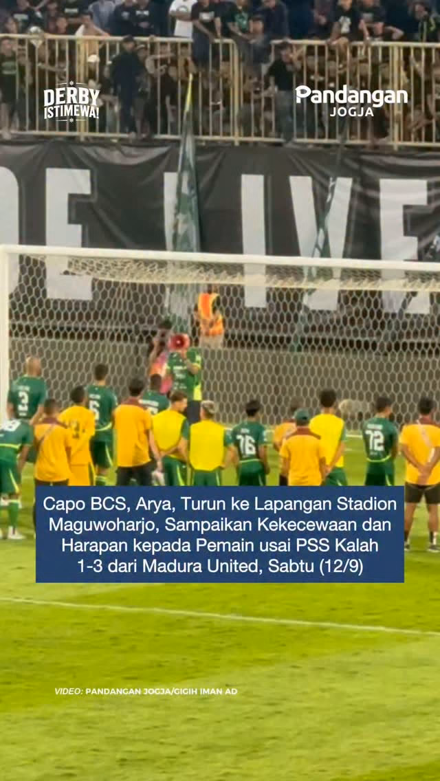 Capo BCS, Arya, Turun ke Lapangan Stadion Maguwoharjo, Sampaikan Kekecewaan dan Harapan kepada Pemain usai PSS Kalah 1-3 dari Madura United, Sabtu (12/9)