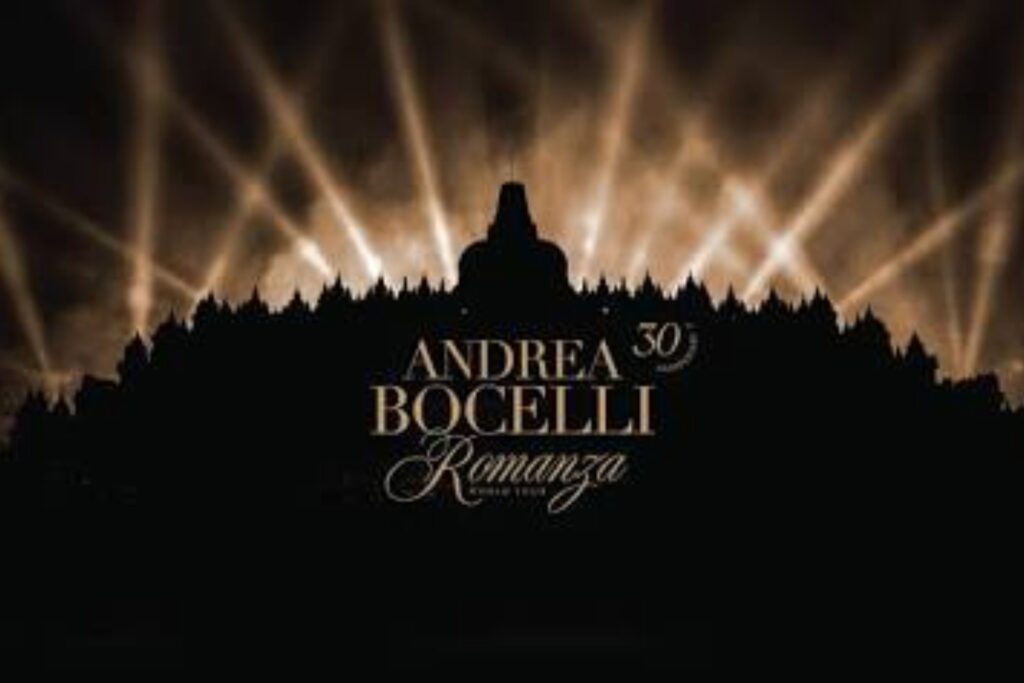 Visual resmi konser Andrea Bocelli Romanza 30th Anniversary World Tour di kawasan Candi Borobudur